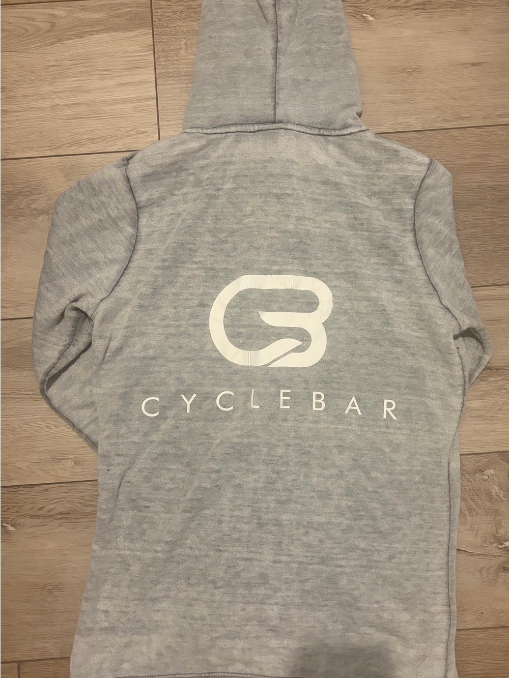 Cyclebar Heather Gray Hoodie with White Logo